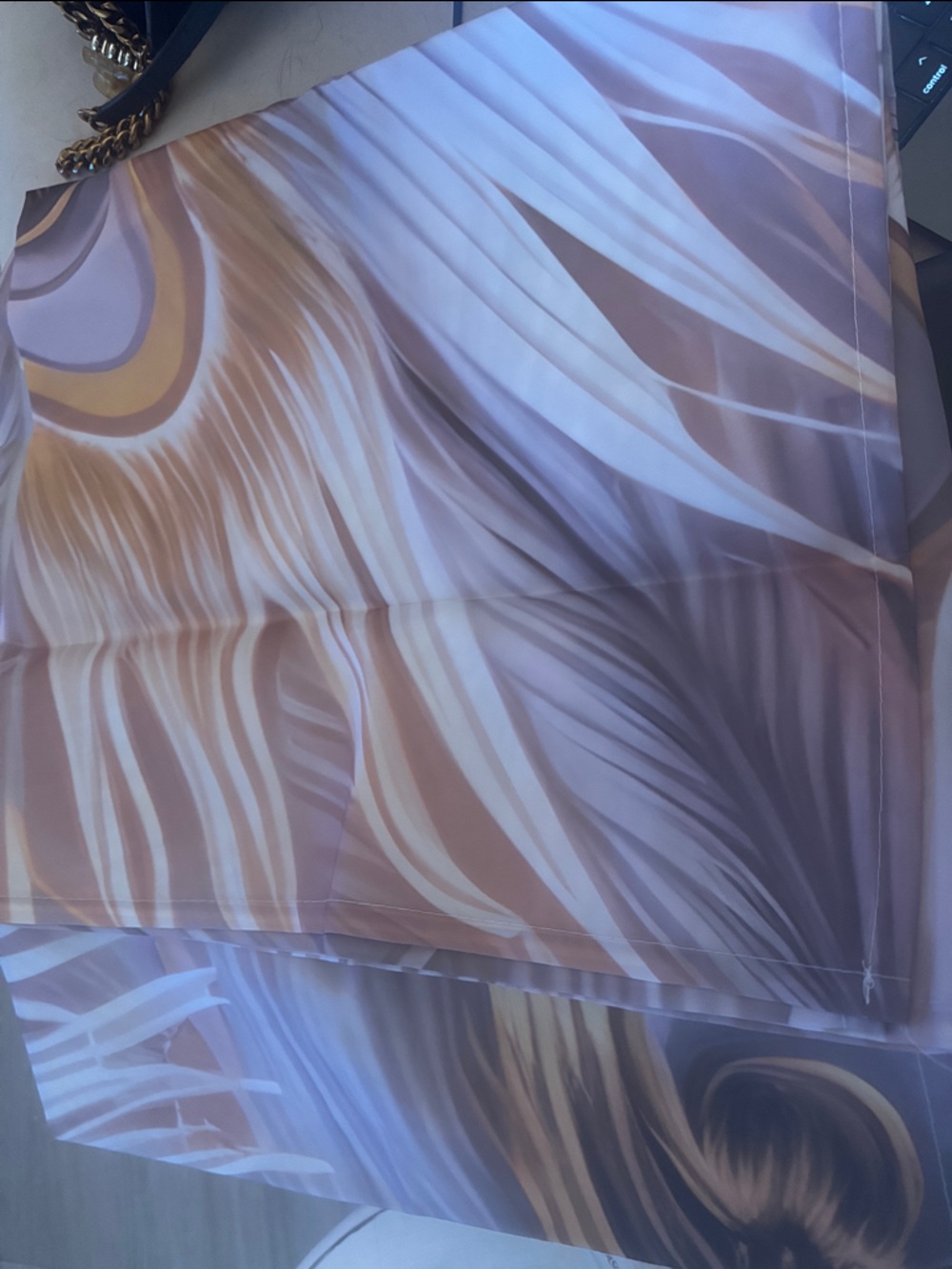 Modern Peacock Feather-Print Shower Curtain- Mauve, purple, Cream & Brown